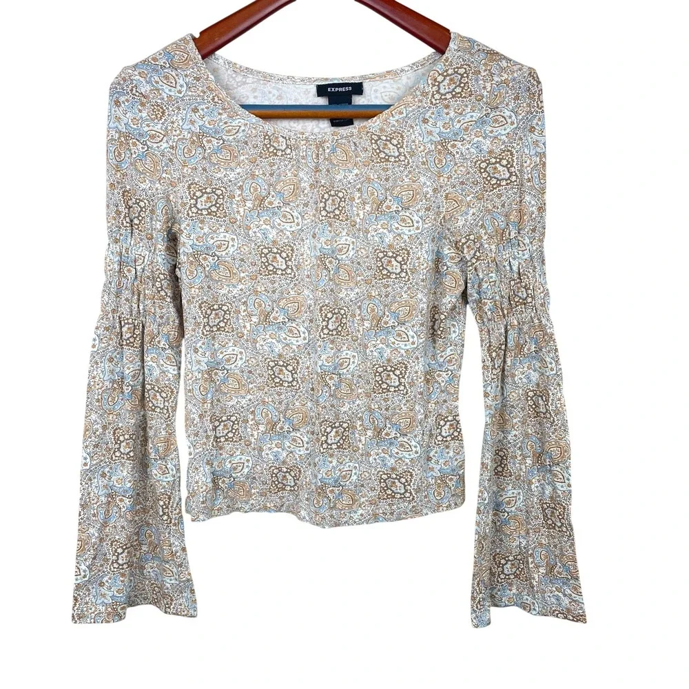 Vintage Y2K 90s‎ Express Womens Top Sz M Fairy Grunge Bell Sleeves Romantic Boho